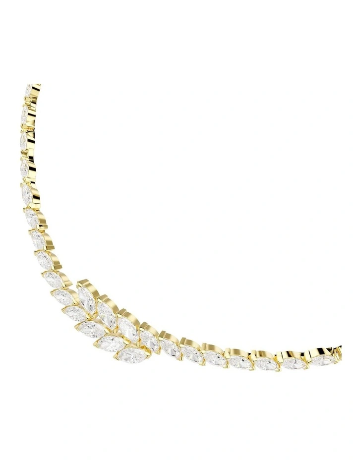 Mesmera Necklace and Earring Set Marquise Cut in White with Gold Finish image 2