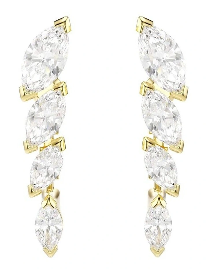 Mesmera Necklace and Earring Set Marquise Cut in White with Gold Finish image 4