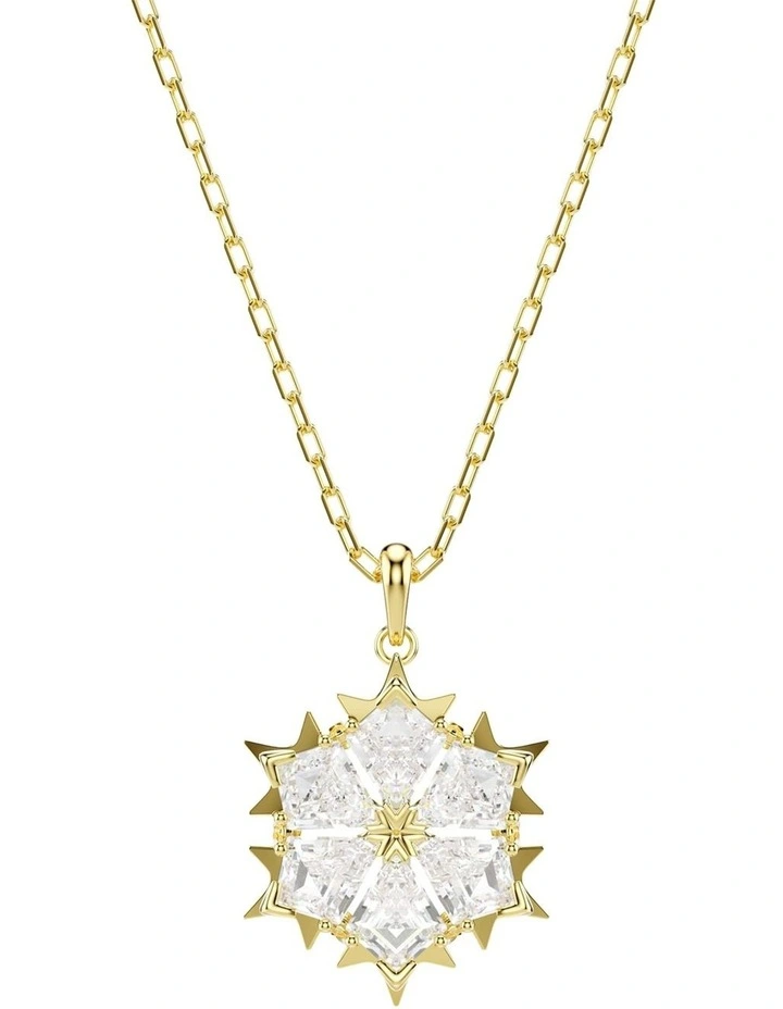 Magic Snowflake Necklace and Earring Set Mixed Cuts in White with Gold Finish image 4