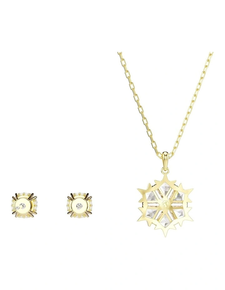 Magic Snowflake Necklace and Earring Set Mixed Cuts in White with Gold Finish image 6