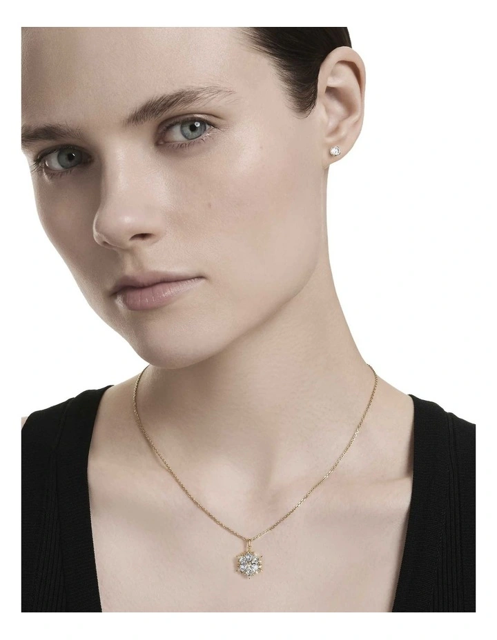 Magic Snowflake Necklace and Earring Set Mixed Cuts in White with Gold Finish image 7