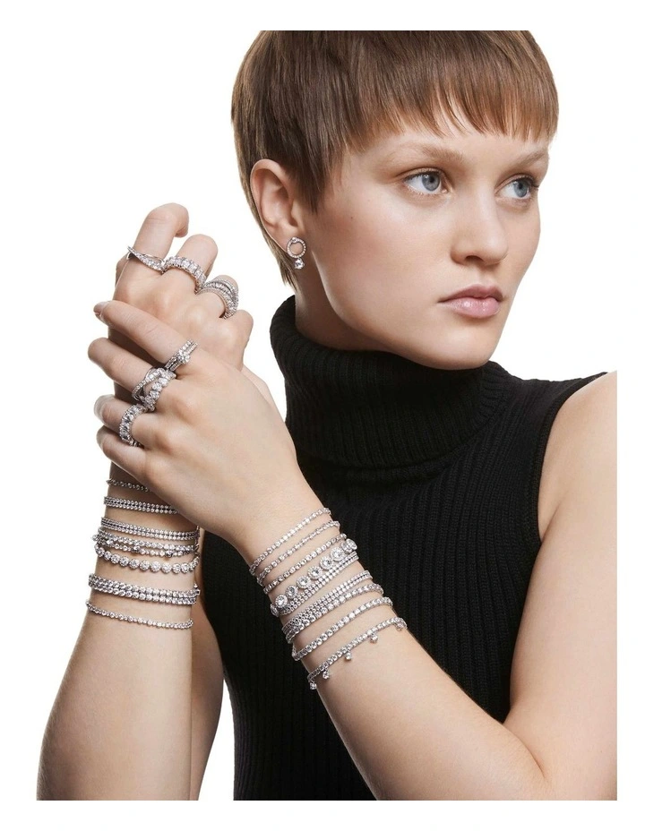 Angelic Bracelet Round Cut Pave Rhodium Plated in White image 6