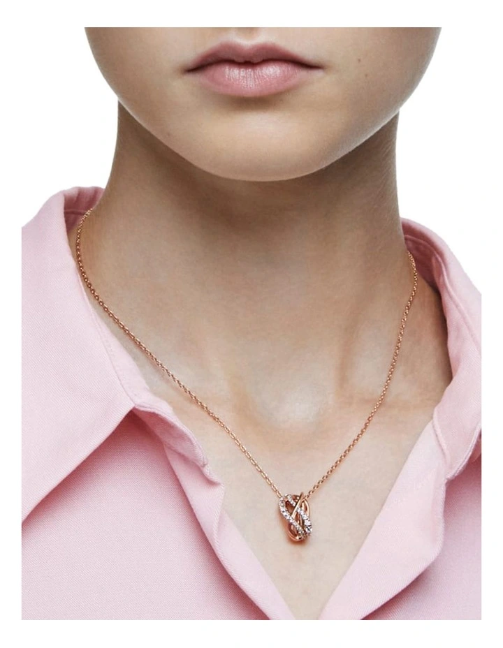 Hyperbola Necklace Rose Gold Tone Plated in White image 4