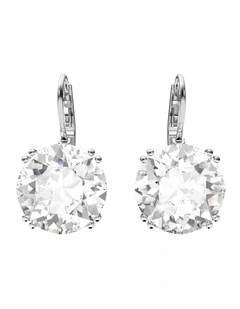 Millenia Drop Earrings Round Cut Rhodium Plated in White
