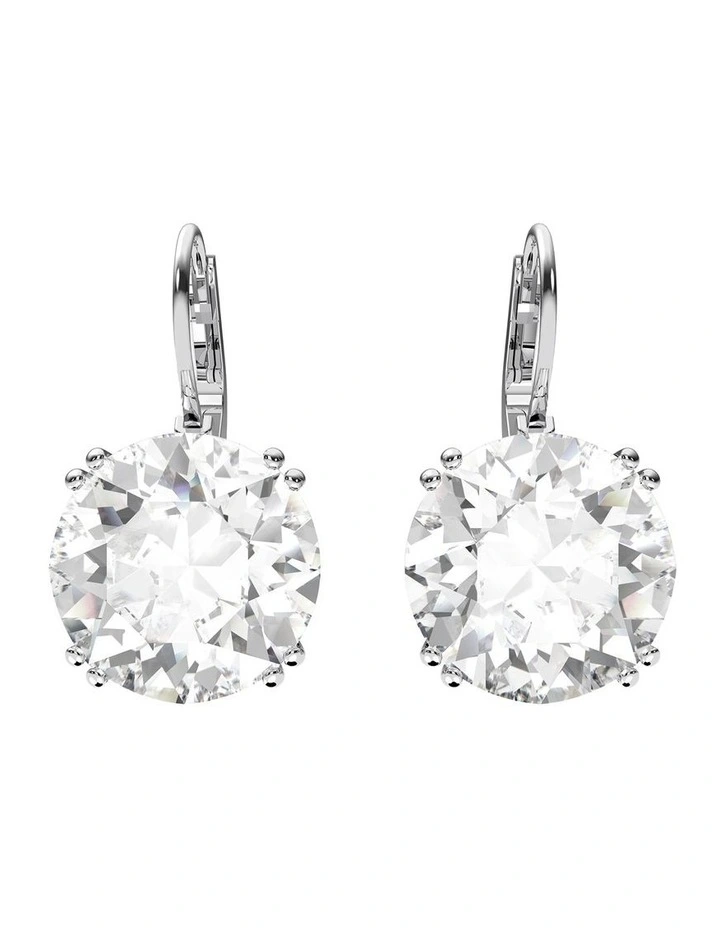 Millenia Drop Earrings Round Cut Rhodium Plated in White image 1