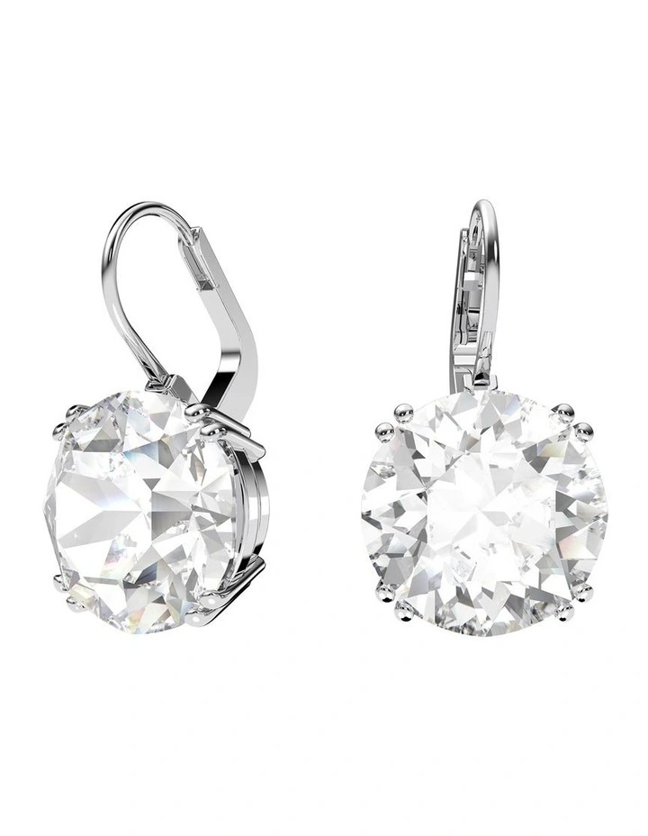 Millenia Drop Earrings Round Cut Rhodium Plated in White image 2