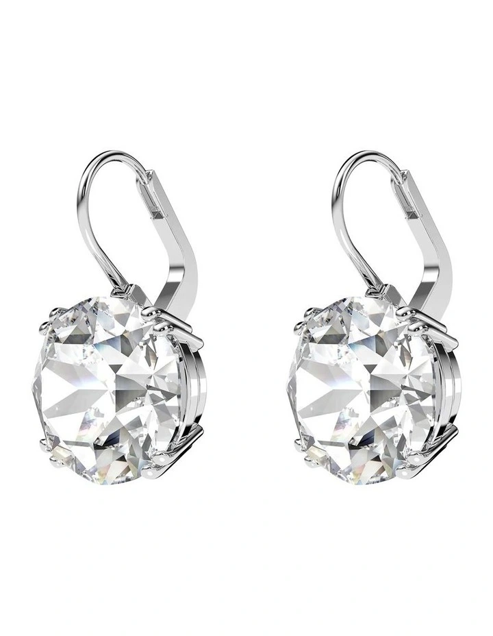 Millenia Drop Earrings Round Cut Rhodium Plated in White image 3
