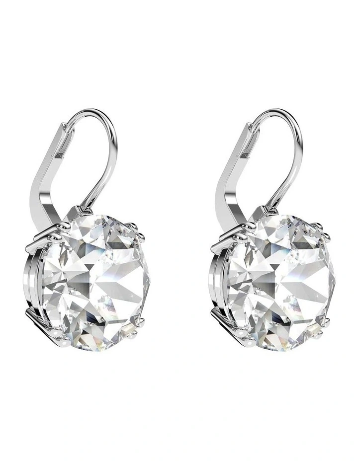 Millenia Drop Earrings Round Cut Rhodium Plated in White image 4