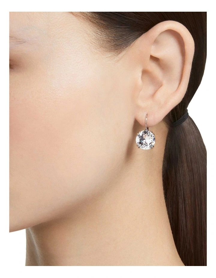 Millenia Drop Earrings Round Cut Rhodium Plated in White image 5