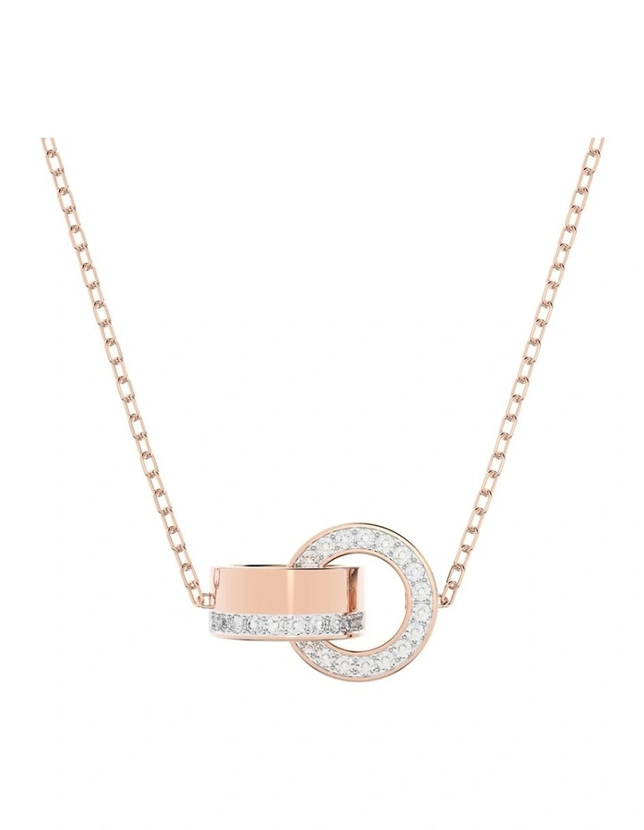 Dextera Pendant Interlocking loop Rose Gold Tone Plated in White image 1