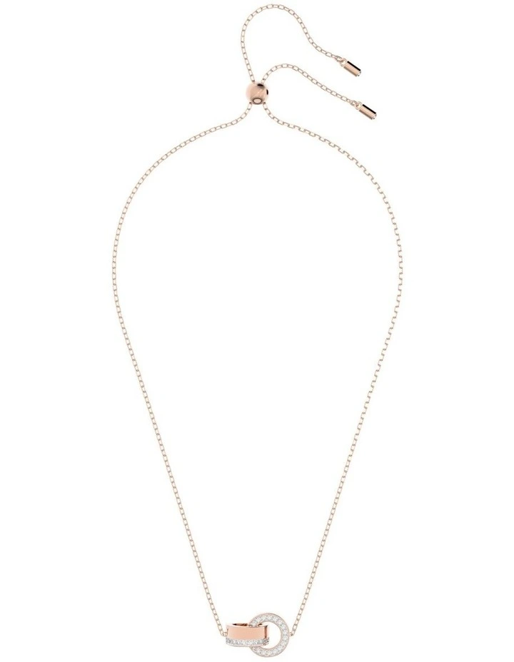 Dextera Pendant Interlocking loop Rose Gold Tone Plated in White image 2