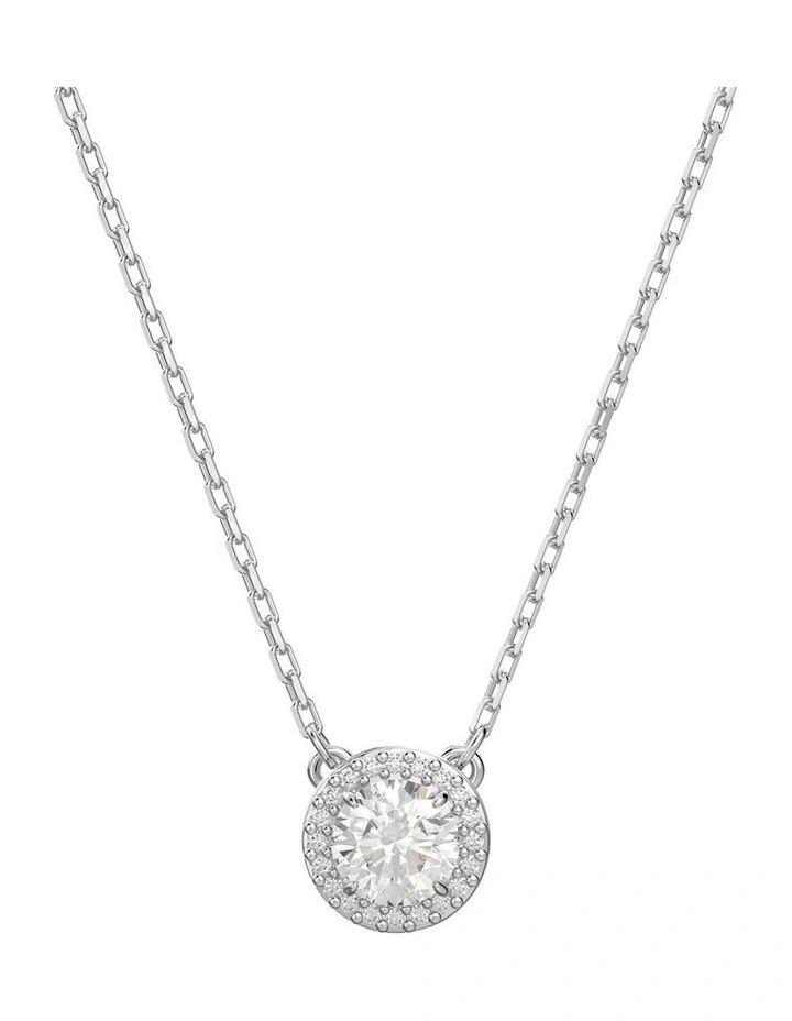 Una Pendant Round Cut Pave Rhodium Plated in White image 1