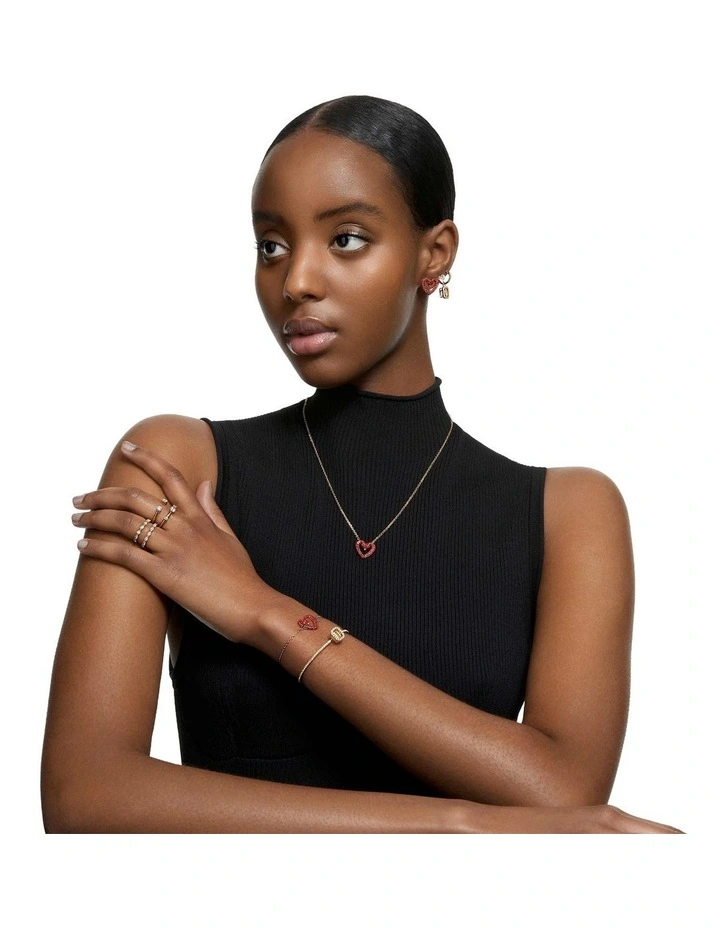 Constella Round Cut Gold-Tone Plated Stud Earrings in White image 6