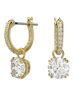 Constella Drop Earrings Round Cut Gold-Tone Plated in White