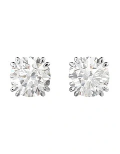 Stilla Stud Earrings Round Cut Rhodium Plated in White