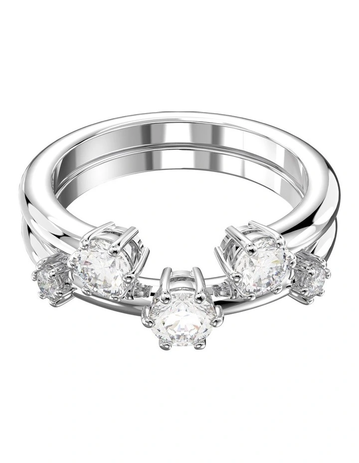 Constella Ring Set of 2 Round Cut Rhodium Plated in White image 1