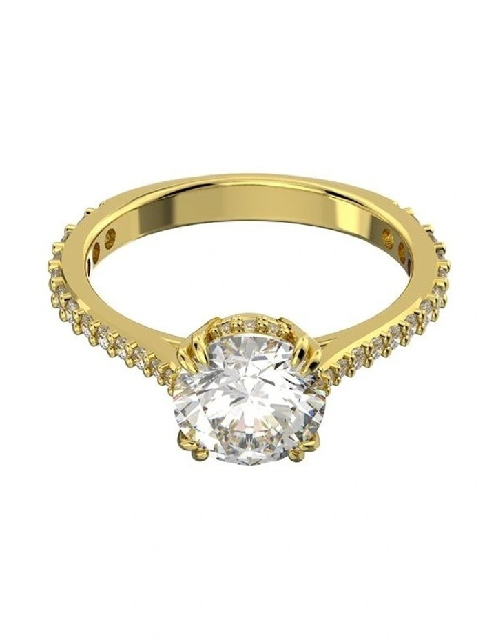Constella Cocktail Princess Cut Pave Gold-Tone Plated Ring in White image 1