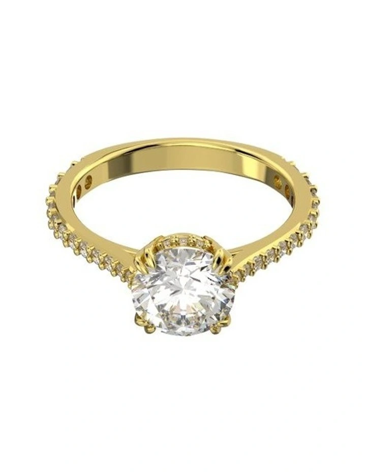 Constella Cocktail Ring Princess Cut Pave Gold-Tone Plated in White image 1