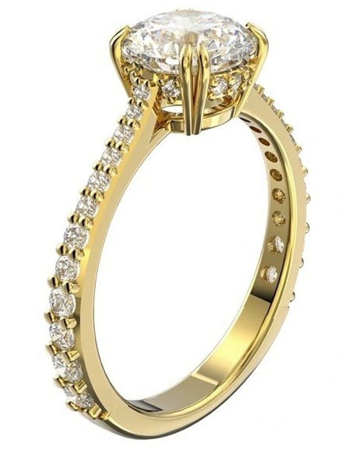 Constella Cocktail Princess Cut Pave Gold-Tone Plated Ring in White image 2