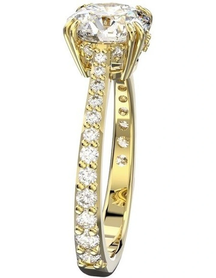 Constella Cocktail Princess Cut Pave Gold-Tone Plated Ring in White image 3