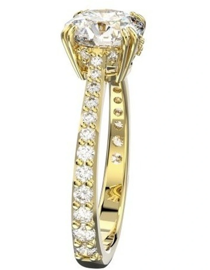 Constella Cocktail Ring Princess Cut Pave Gold-Tone Plated in White image 3