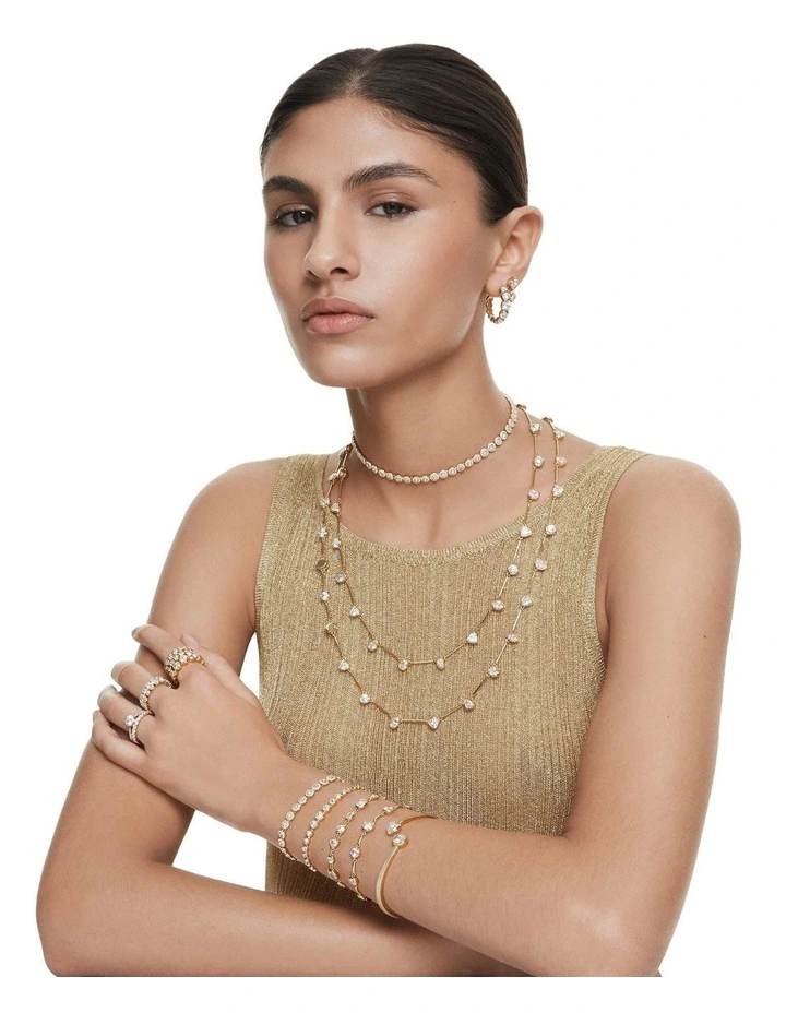 Constella Cocktail Princess Cut Pave Gold-Tone Plated Ring in White image 7