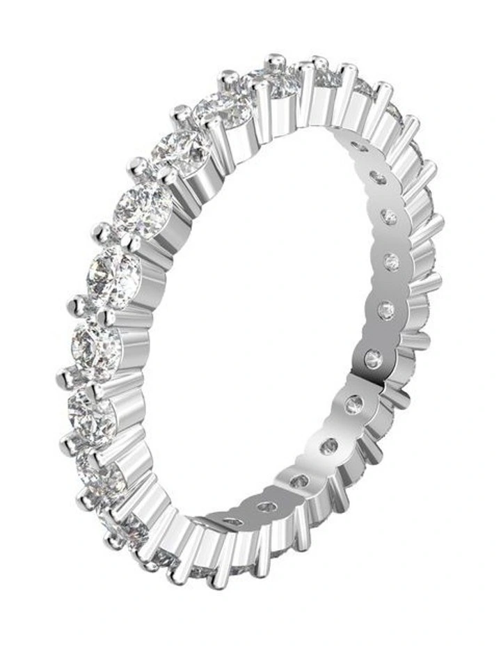 Stilla Ring Round Cut Rhodium Plated Set of 2 in White image 3