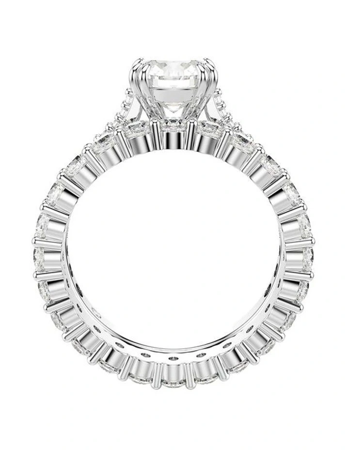 Stilla Ring Round Cut Rhodium Plated Set of 2 in White image 4