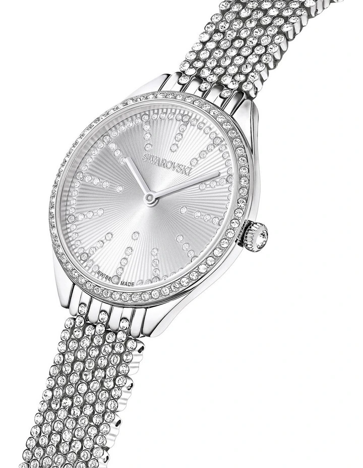 Attract Watch Swiss Made Full Pave Metal Bracelet Stainless Steel in Silver image 4