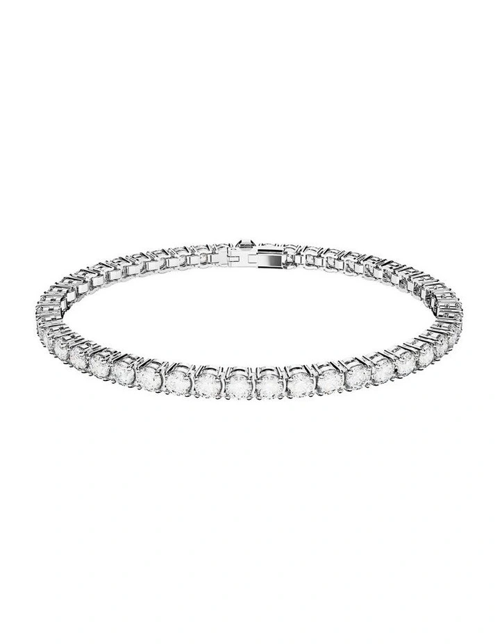 Matrix Tennis Bracelet Round Cut Small Rhodium Plated in White image 1