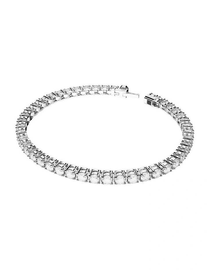 Matrix Tennis Bracelet Round Cut Small Rhodium Plated in White image 2