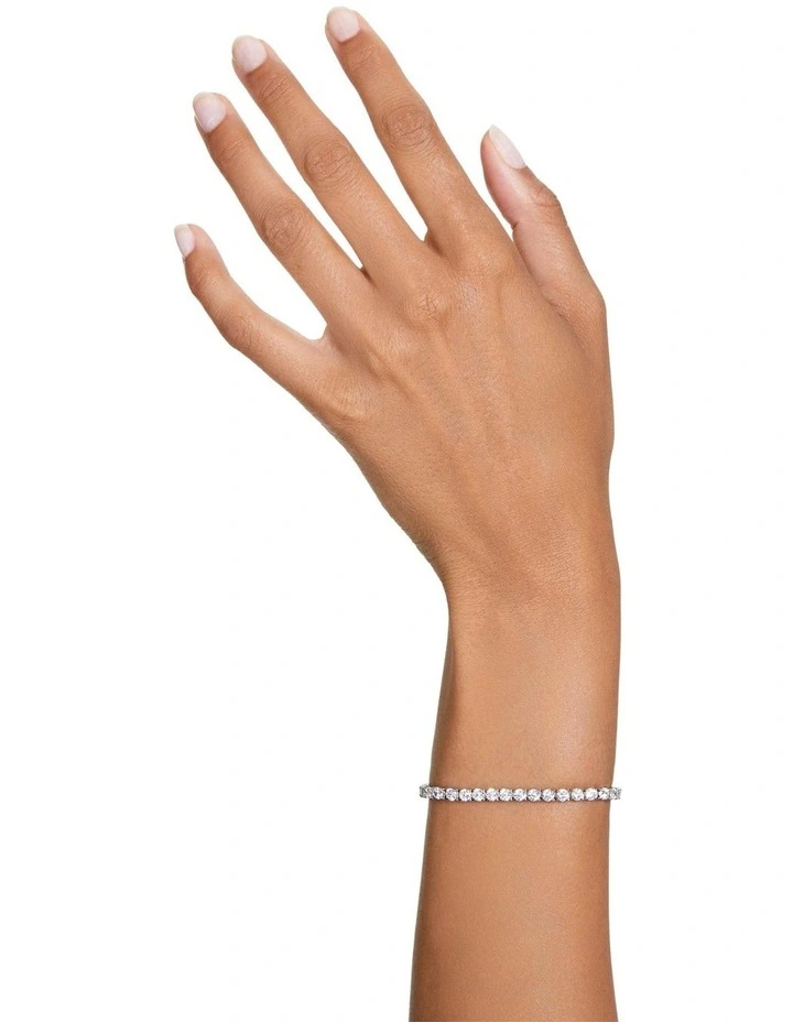 Matrix Tennis Bracelet Round Cut Small Rhodium Plated in White image 5