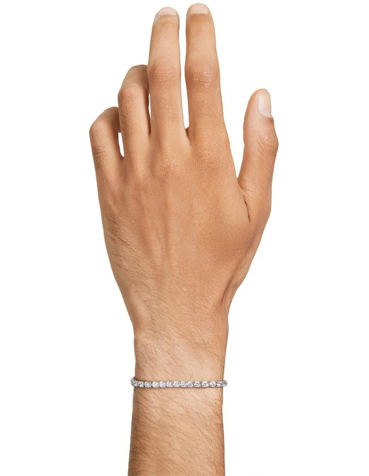 Matrix Tennis Bracelet Round Cut Small Rhodium Plated in White image 6