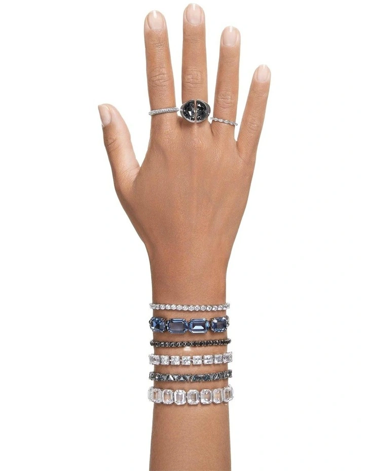 Matrix Tennis Bracelet Round Cut Small Rhodium Plated in White image 7