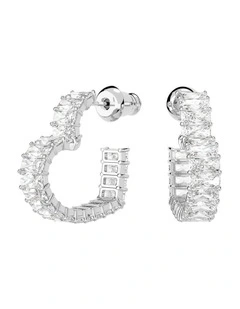 Matrix Hoop Earrings Heart Small Rhodium Plated in White