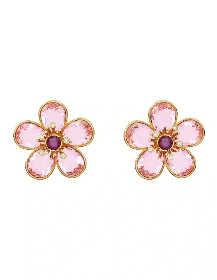 Idyllia Stud Earrings Flower Gold Tone Plated in Pink image 1