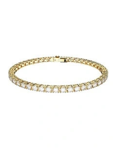 Matrix Tennis Bracelet Round Cut Small Gold-Tone Plated in White