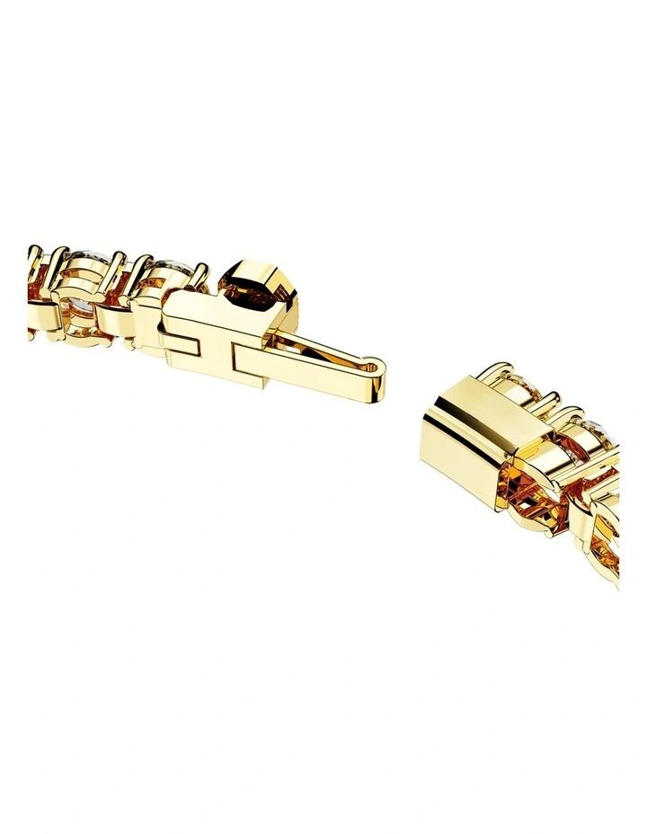 Matrix Tennis Round Cut Small Gold-Tone Plated Bracelet in White image 3