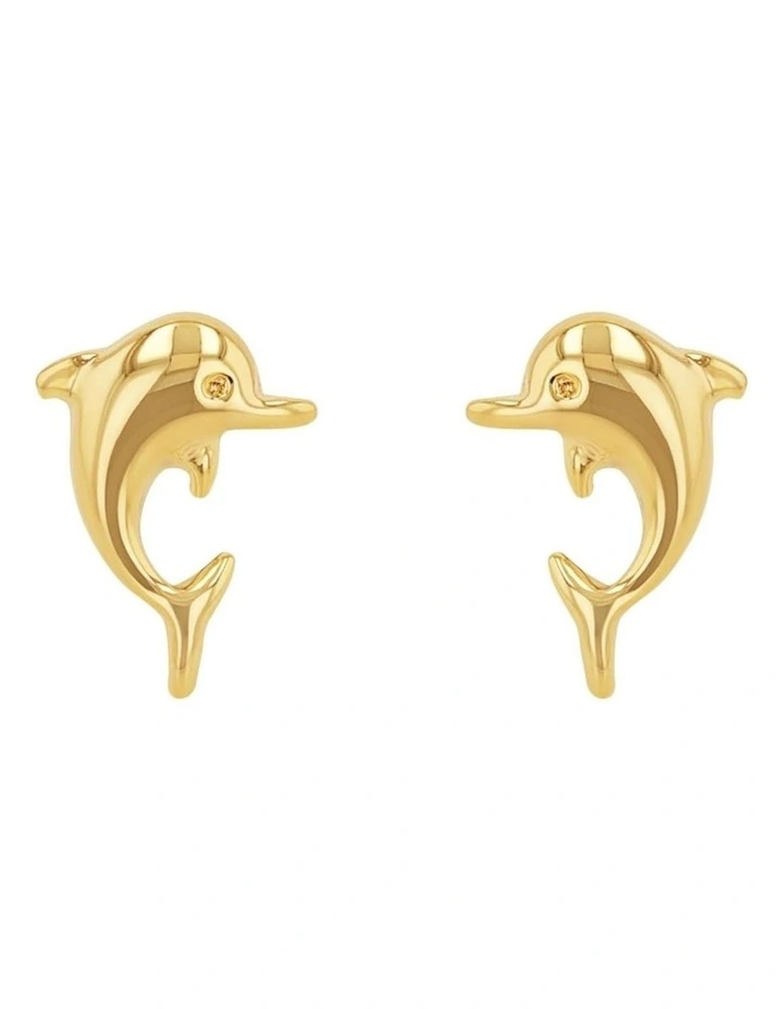 9ct Gold Dolphin Stud Earrings image 1