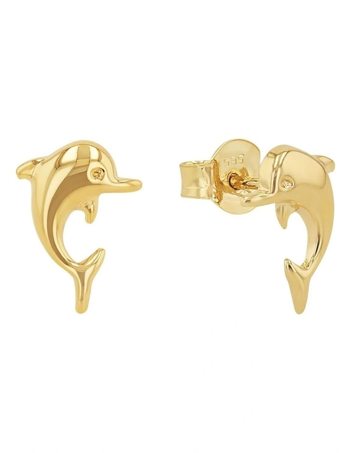 9ct Gold Dolphin Stud Earrings image 2