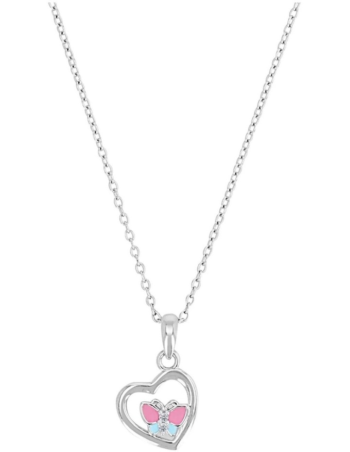 Butterfly And Heart Necklace Set 35 3cm in Silver 925 image 2