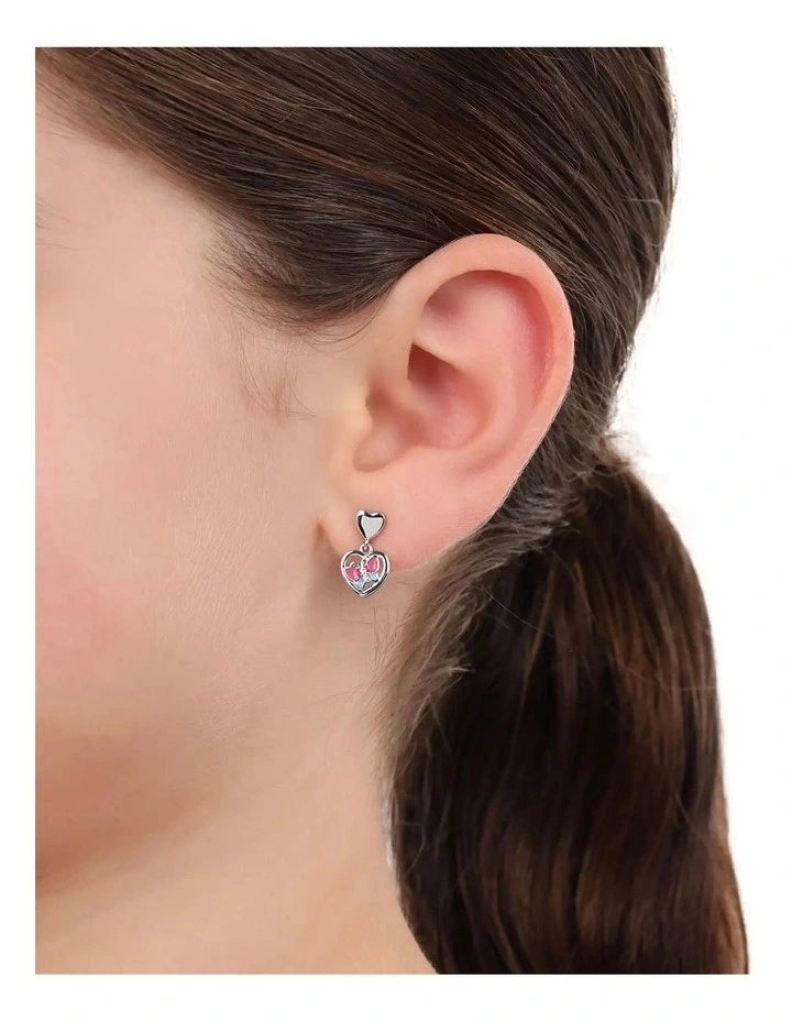 Butterfly And Heart Earrings in Silver image 2