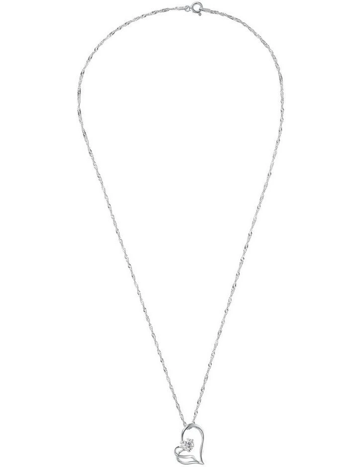 Sterling And Cubic Zirconia Heart Necklace Set in Silver image 1