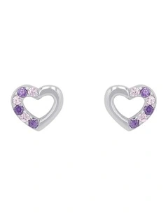 Heart Stud Earrings in Silver