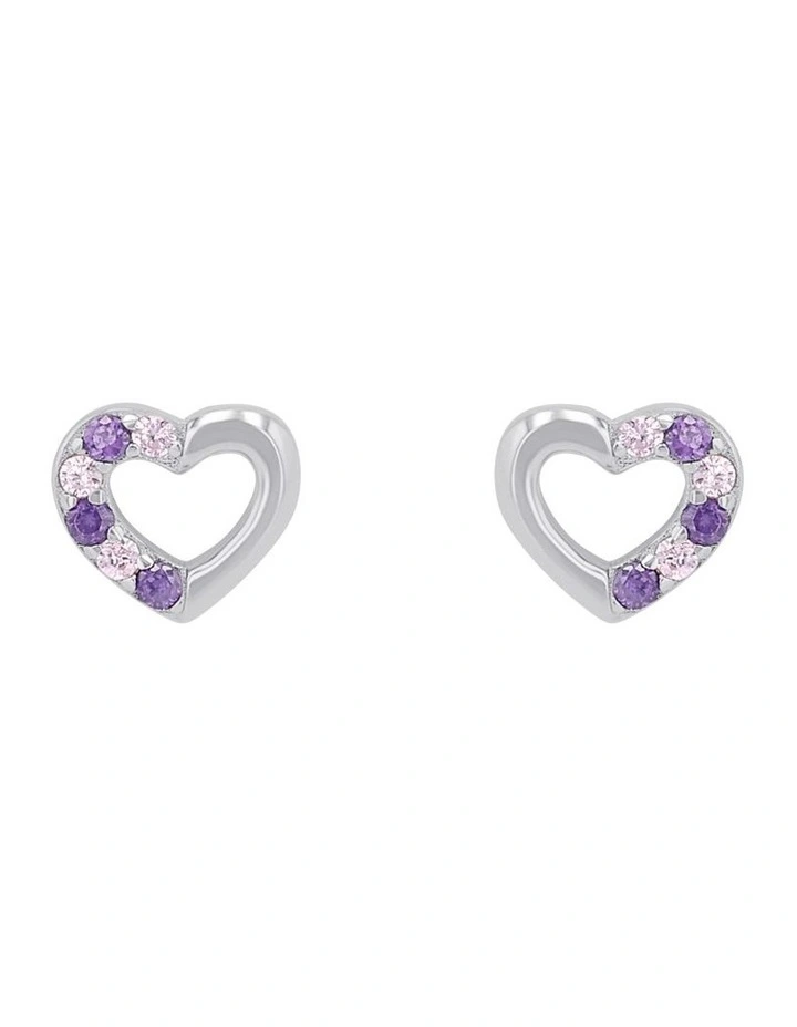 Heart Stud Earrings in Silver image 1
