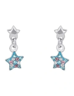 Star Drop Stud Earrings in Silver