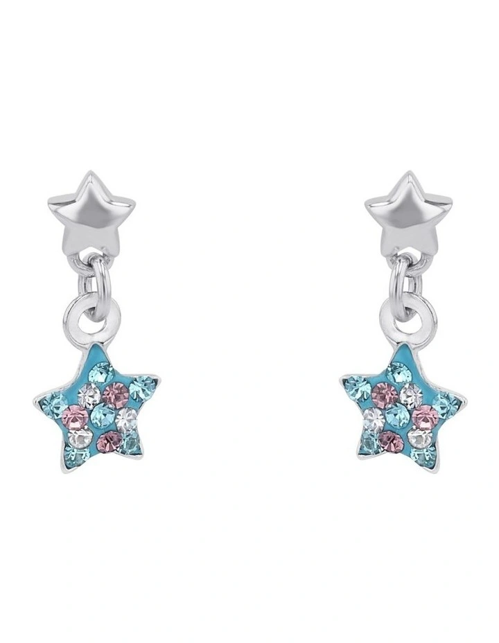 Star Drop Stud Earrings in Silver image 1