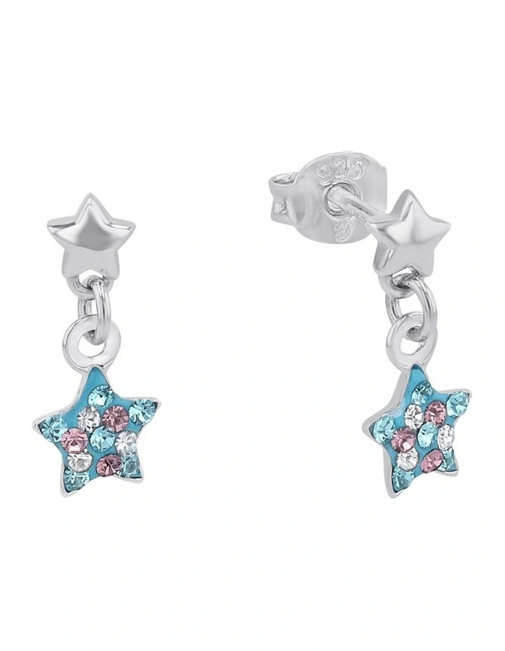Star Drop Stud Earrings in Silver image 2