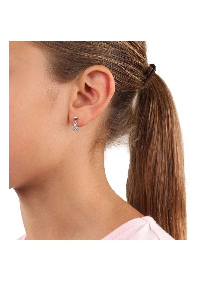 Star Drop Stud Earrings in Silver image 3