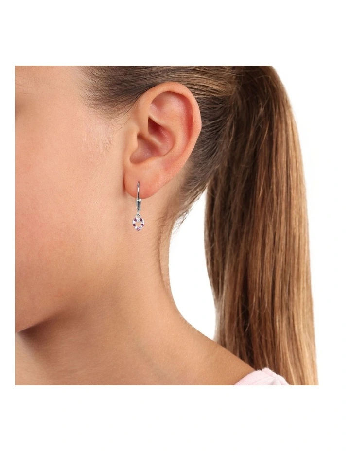 Pink Heart Drop Earrings in Silver 925 image 3